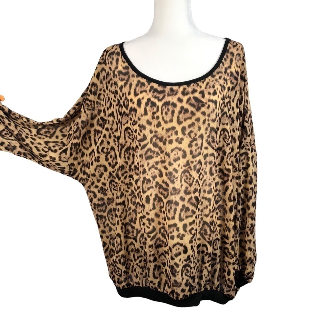 Torrid Leopard Print Semi-Sheer Blouse With Black… - image 6